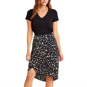 Cabi Black & White High Low Skirt XS – Asymmetrical Hem, 100% Polyester